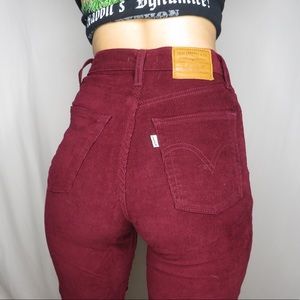 Maroon Levis Ribcage Straight corduroy jeans